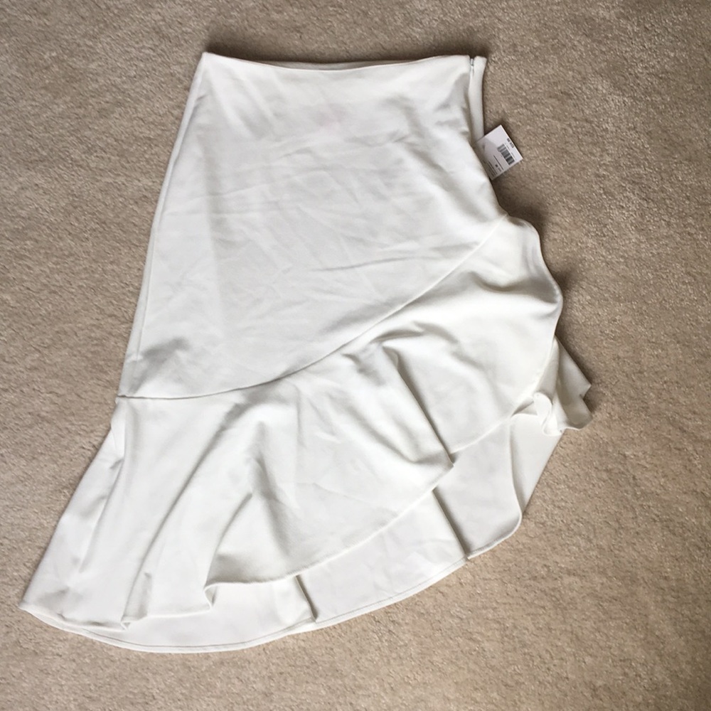 NWT White asymmetric flared skirt